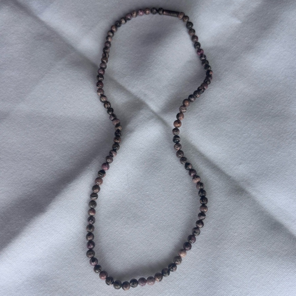 Vintage Rhodonite Beaded Necklace from Argentina